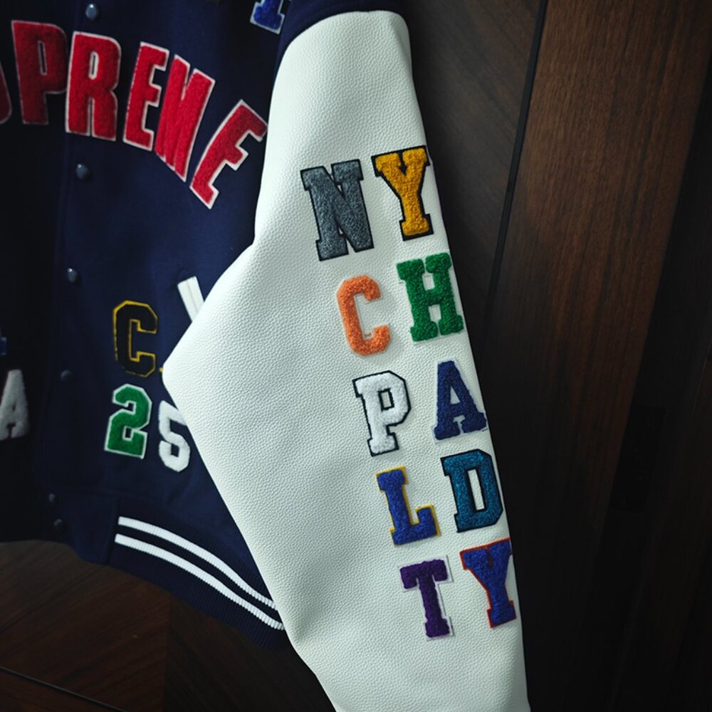 Supreme Appliqué Embroidered Baseball Jacket - Picture 5 of 12